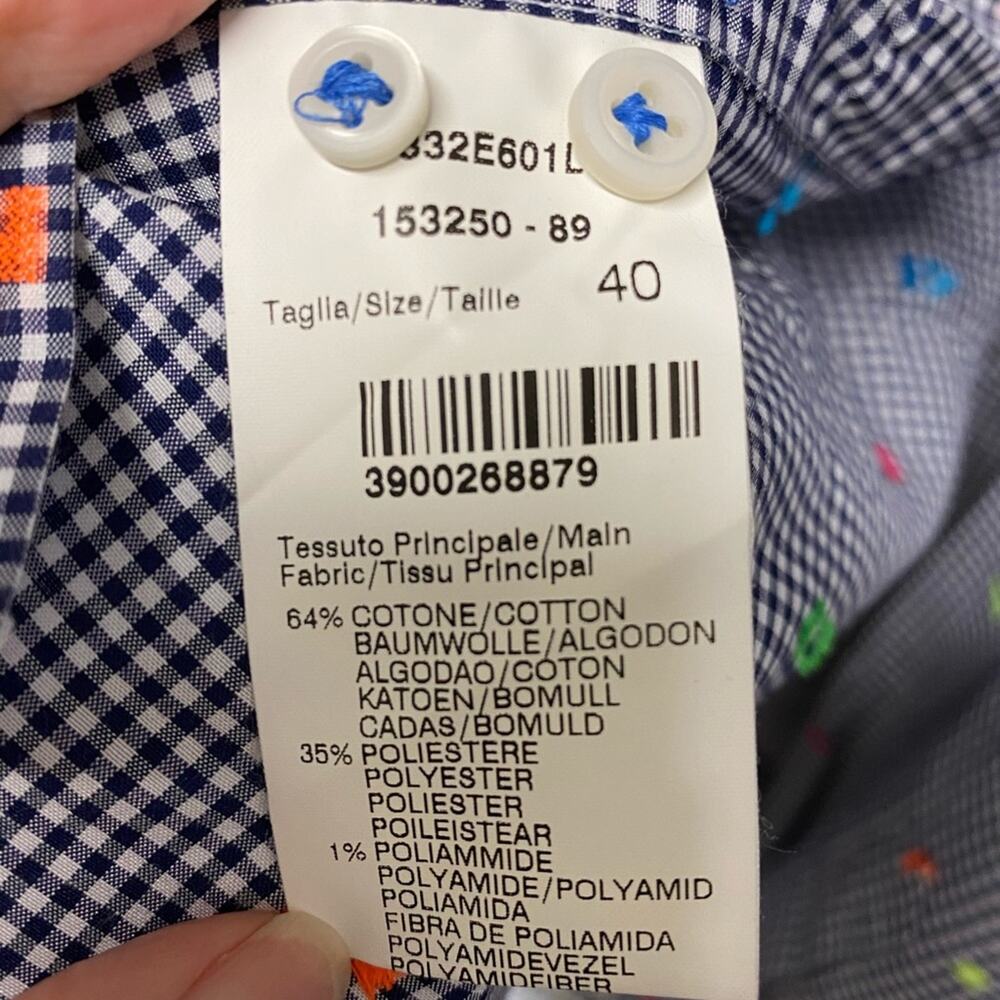 Manuel Ritz Button Down Check L/S Shirt Blue 40 - Picture 9 of 9